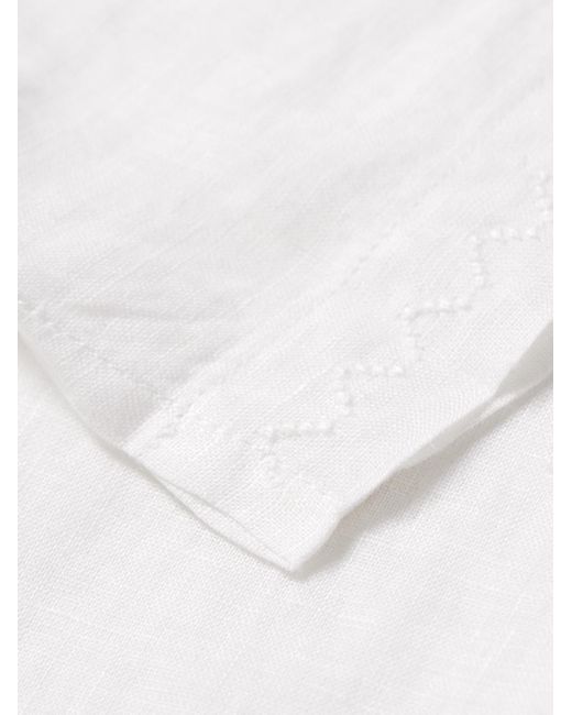 Frescobol Carioca White Alves Camp-collar Embroidered Linen Shirt for men