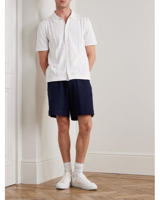 Mr P. White Slim-Fit Pointelle-Knit Organic Cotton Shirt for men