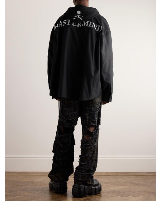 MASTERMIND WORLD Oversized-Hemdjacke aus Baumwoll-Canvas mit Kapuze in Black für Herren