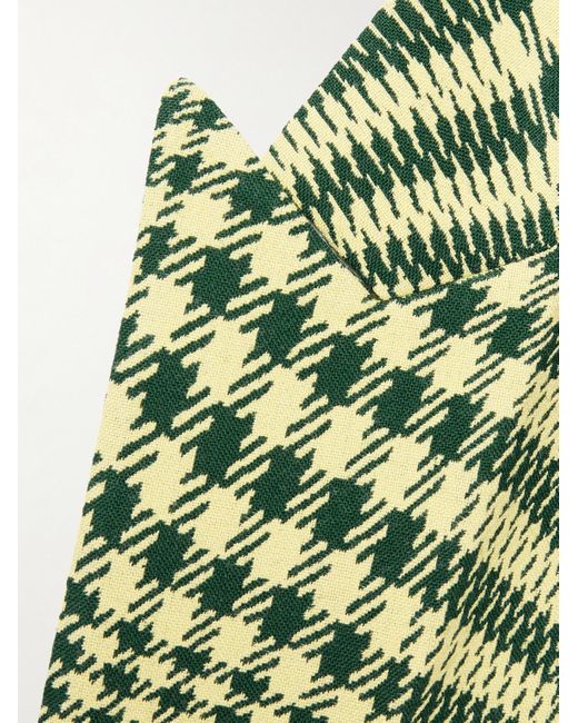 Burberry Green Double-breasted Houndstooth Wool-blend Blazer for men