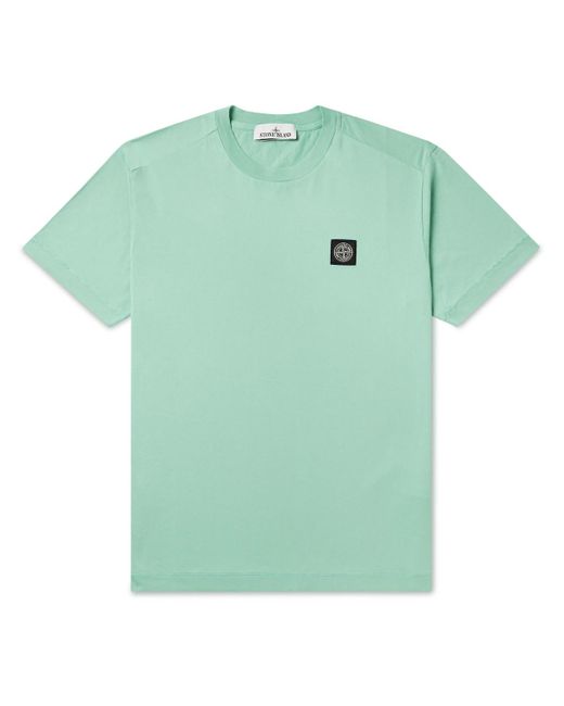 Stone Island Green Logo-appliquéd Cotton-jersey T-shirt for men