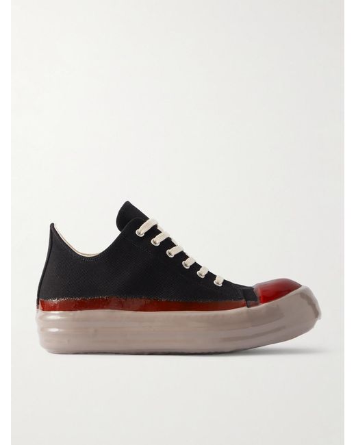Rick Owens Black Lacquered-Denim Sneakers for men