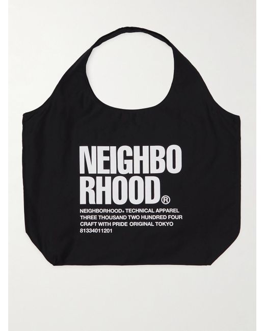 Neighborhood Black Id Large Printed Cotton-twill Tote Bag for men