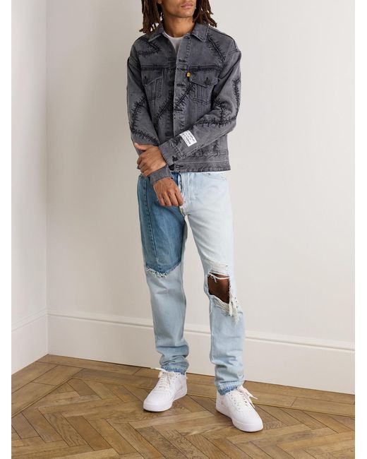 GALLERY DEPT. Blue Ken Slim-Fit Panelled Distressed Jeans for men