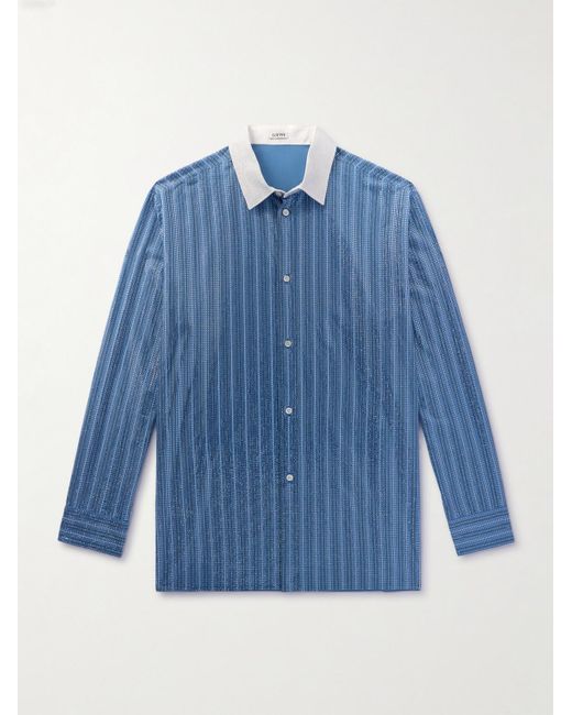 Loewe Blue Crystal-embellished Cotton-poplin Shirt for men