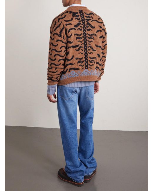 Kapital Brown Nepal Tiger Intarsia Wool-Blend Sweater for men