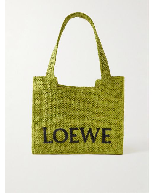 Loewe Green Paula's Ibiza Font Medium Logo-embroidered Raffia Tote Bag for men