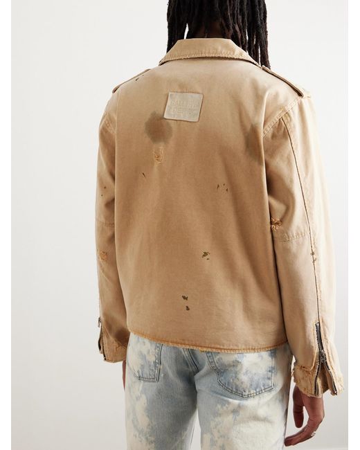 GALLERY DEPT. Natural Rough Rider Distressed Cotton-Canvas Biker Jacket for men