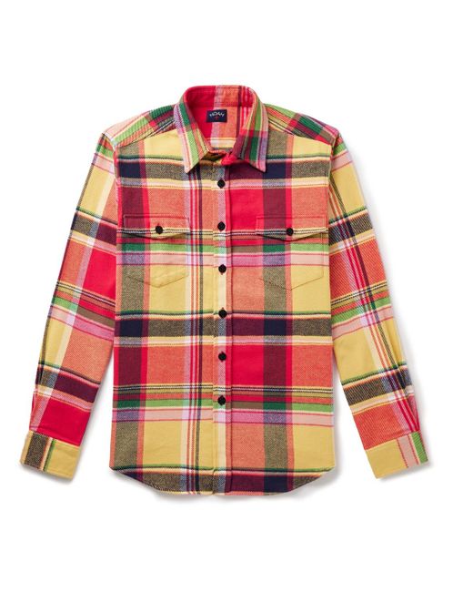 Noah NYC Red Checked Brushed Cotton-flannel Shirt for men