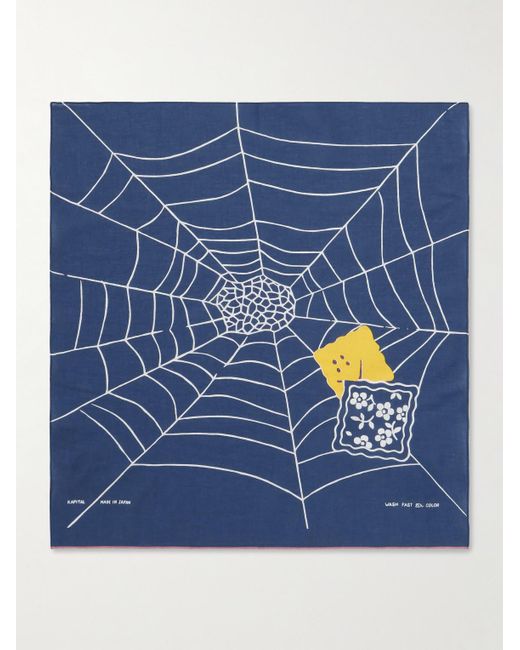 Kapital Blue Fastcolor Printed Selvedge Cotton-Voile Bandana for men