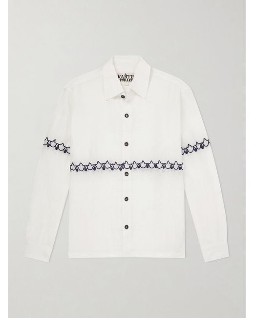Kartik Research Natural Embroidered Linen Shirt for men