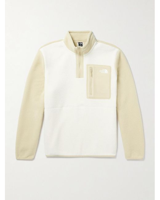 The North Face White Yumiori Logo-Embroidered Colour-Block Fleece Half-Zip Jacket for men