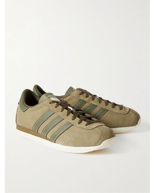 Adidas Originals Green Moston Super Spzl Leather-trimmed Suede Sneakers for men