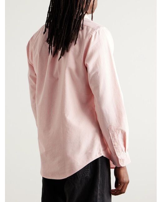 Polo Ralph Lauren Pink Button-Down Collar Striped Cotton-Poplin Shirt for men