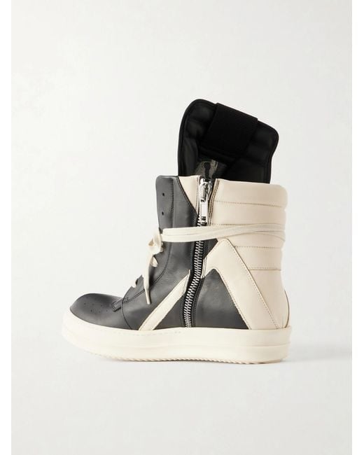 Rick Owens Metallic Geobasket Panelled Leather And Rubber Sneakers for men