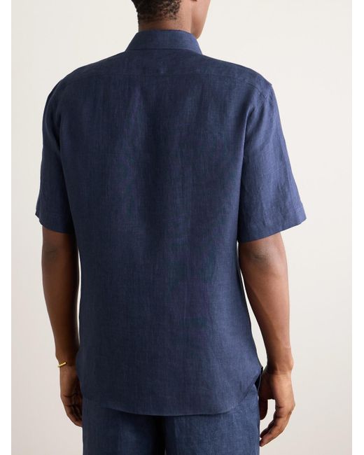 Zegna Blue Oasi Lino Shirt for men
