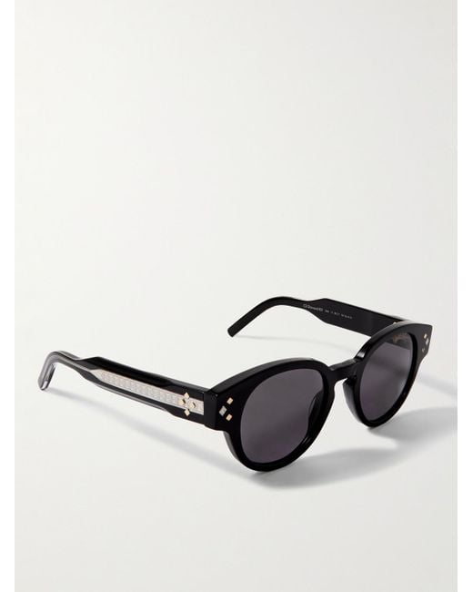 Dior Black Diamond R2i Acetate And Silver-tone Round-frame Sunglasses for men