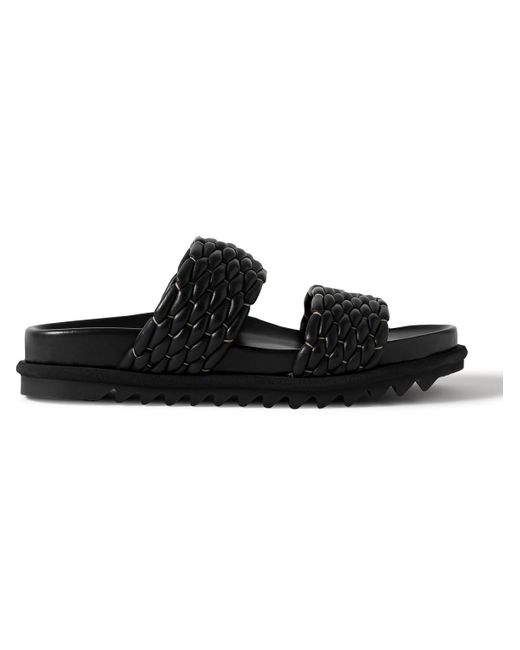 Dries Van Noten Black Braided Leather Slides for men