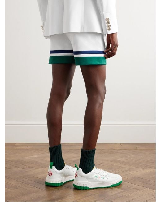 Casablancabrand White Straight-leg Logo-appliquéd Striped Tricot Shorts for men