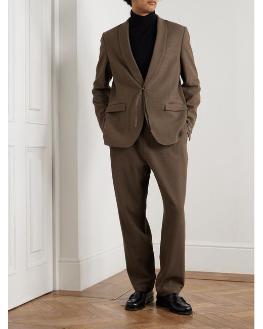 A Kind Of Guise Brown Banasa Straight-Leg Seersucker Suit Trousers for men