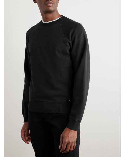 Tom Ford Black Garment-dyed Cotton-jersey Sweatshirt for men