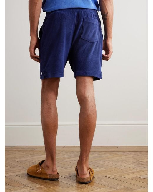 Polo Ralph Lauren Blue Cotton-Blend Terry Drawstring Shorts for men