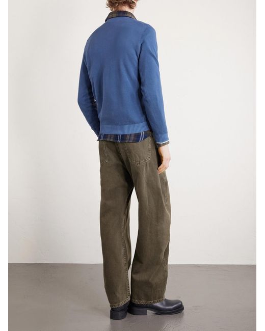 Fedeli Blue Cotton Sweater for men
