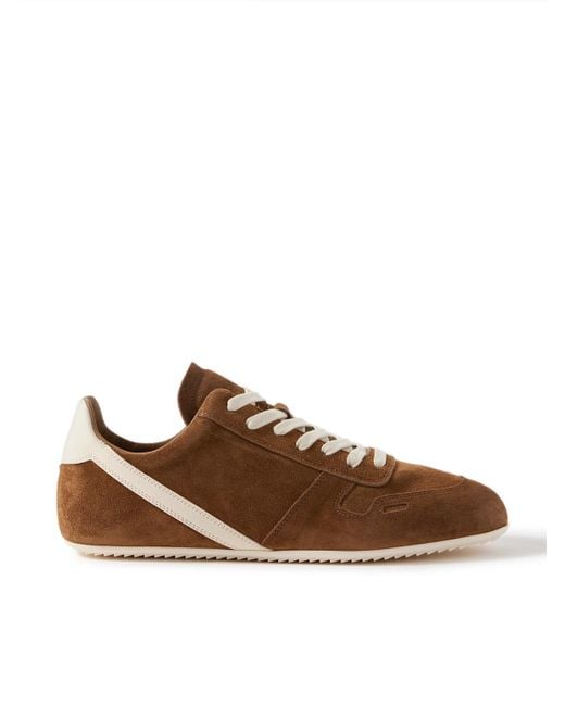 Rick Owens Brown Leather-Trimmed Suede Sneakers for men