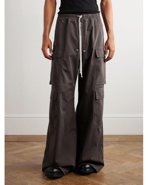Rick Owens Brown Drkshdw Wide-Leg Cotton Drawstring Cargo Trousers for men