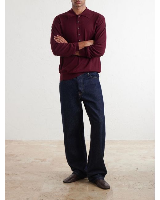Dries Van Noten Red Muano Merino Wool Polo Shirt for men