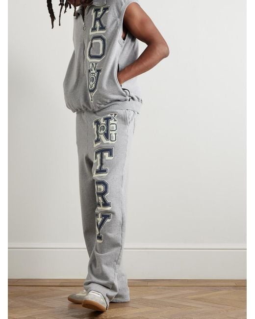 Kapital Gray N.Try Straight-Leg Printed Cotton-Jersey Sweatpants for men