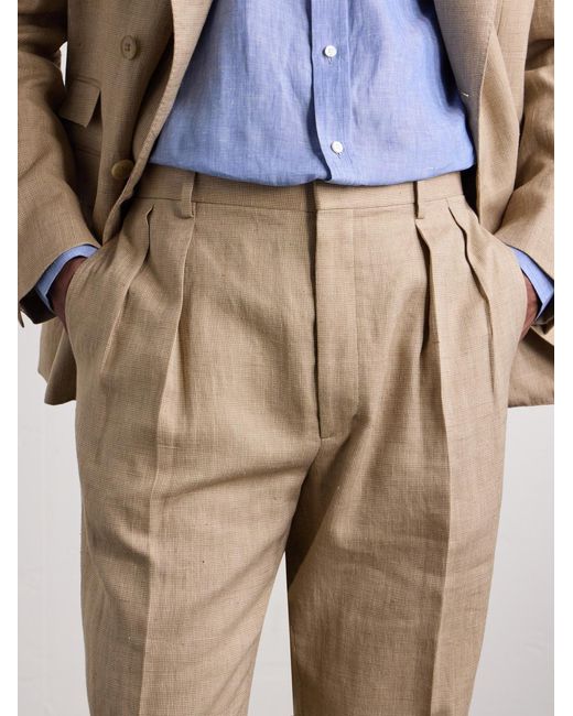 Ralph Lauren Natural Straight-Leg Pleated Linen, Cotton And Silk-Blend Suit Trousers for men