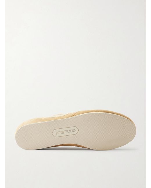 Tom Ford Natural Brook Perforated Suede Sneakers for men