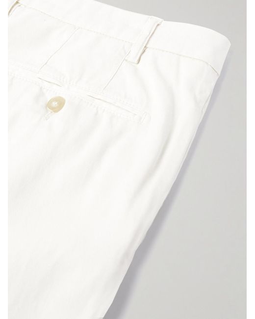 Canali White Slim-Fit Straight-Leg Garment-Dyed Stretch Lyocell And Cotton-Blend Twill Chinos for men