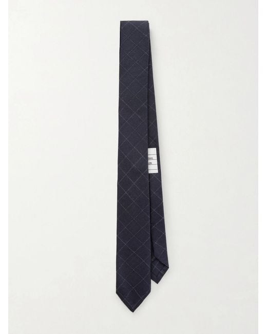 Thom Browne Blue 2Cm Checked Cotton And Wool-Blend Tie for men
