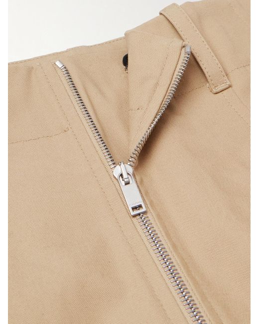 Jil Sander Natural Belted Tapered Pleated Cotton-canvas Trousers for men