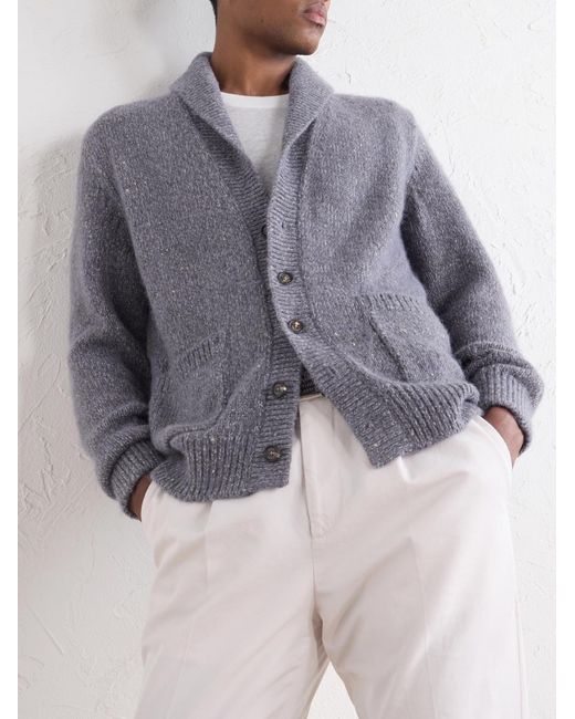 Eleventy Blue Wool-Blend Cardigan for men
