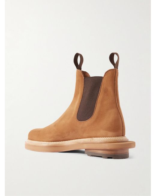 J.M. Weston Brown Sacai Nubuck Chelsea Boots for men