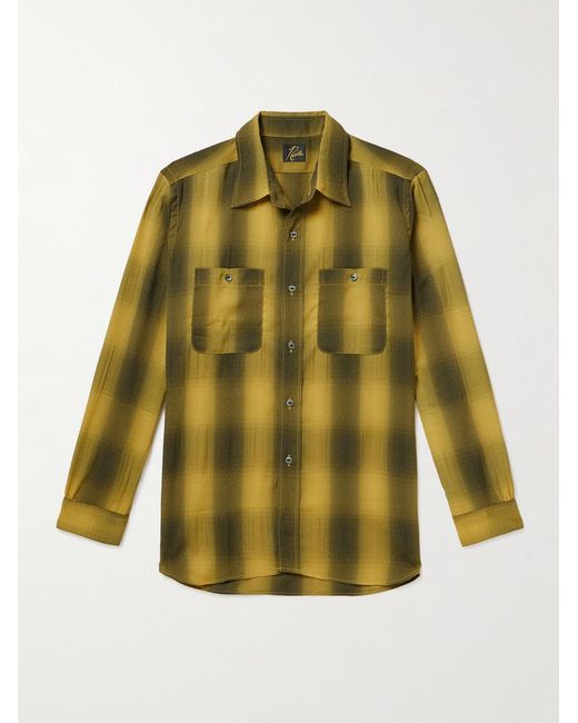 Needles Green Checked Crepe Shirt for men