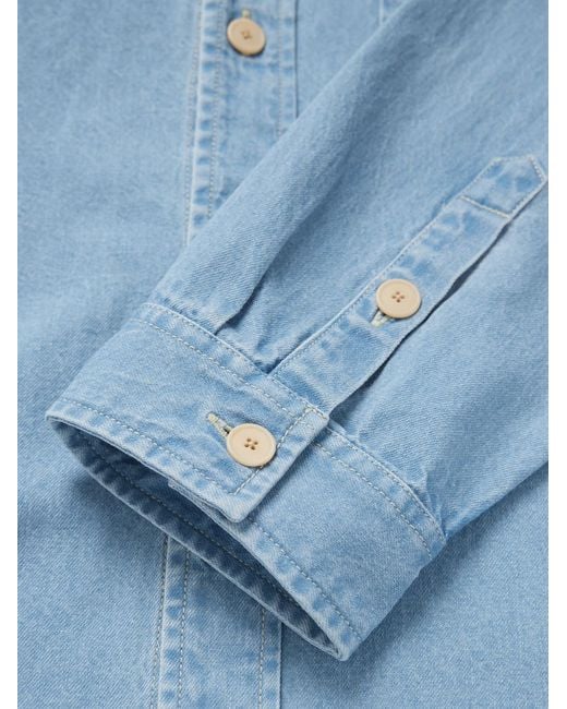 Folk Blue Loop Cord-Trimmed Denim Shirt for men