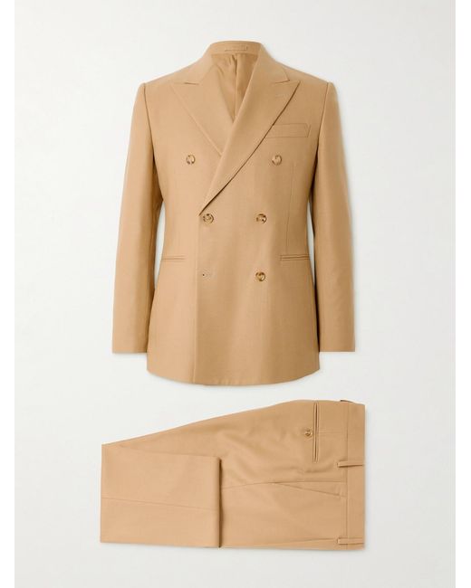 Lardini Natural Double-Breasted Virgin Wool-Blend Twill Suit for men