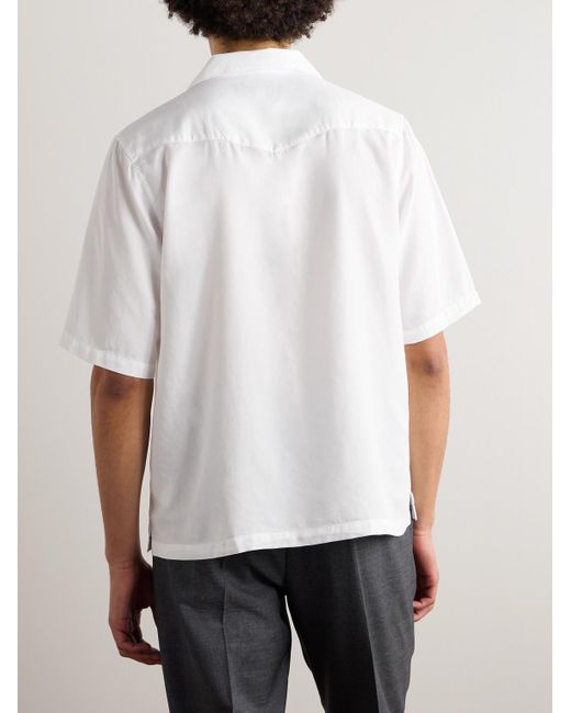 Officine Generale White Eren Camp-collar Lyocell Shirt for men