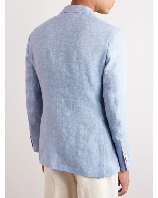 Caruso Blue Linen Blazer for men