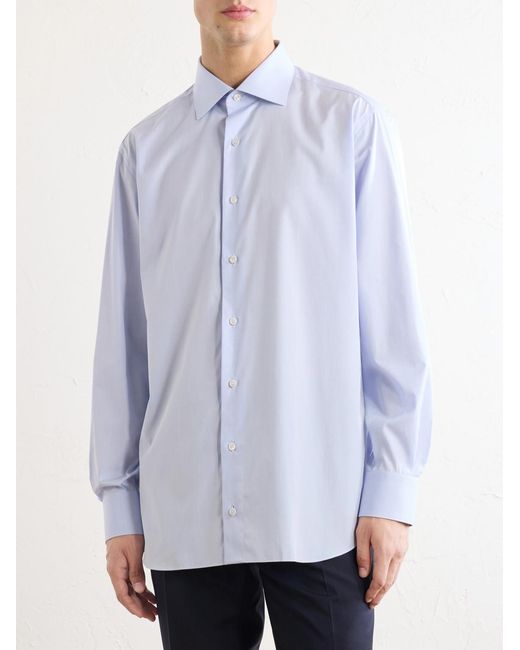 Brioni Blue Cotton Shirt for men