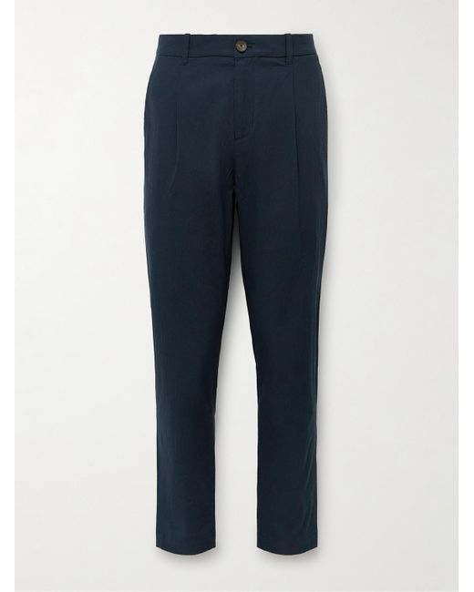Mr P. Blue Daniel Slim-fit Pleated Cotton-blend Seersucker Suit Trousers for men