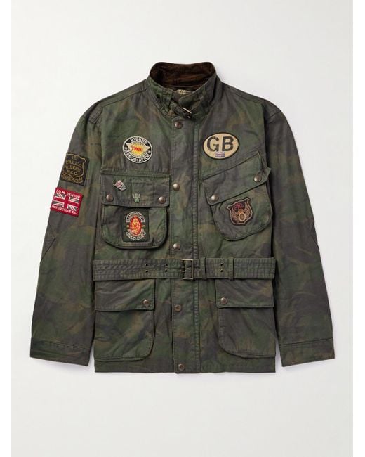 Polo Ralph Lauren Belted Appliqued Camouflage print Waxed cotton Field Jacket in Green for Men Lyst UK