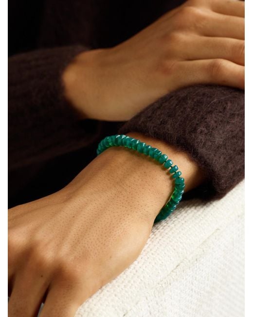 JIA JIA Green Jumbo 14-karat Gold Opal Beaded Bracelet for men
