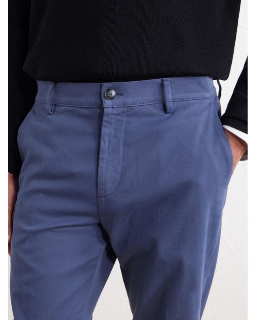 Canali Blue Straight-Leg Stretch-Cotton Gabardine Trousers for men