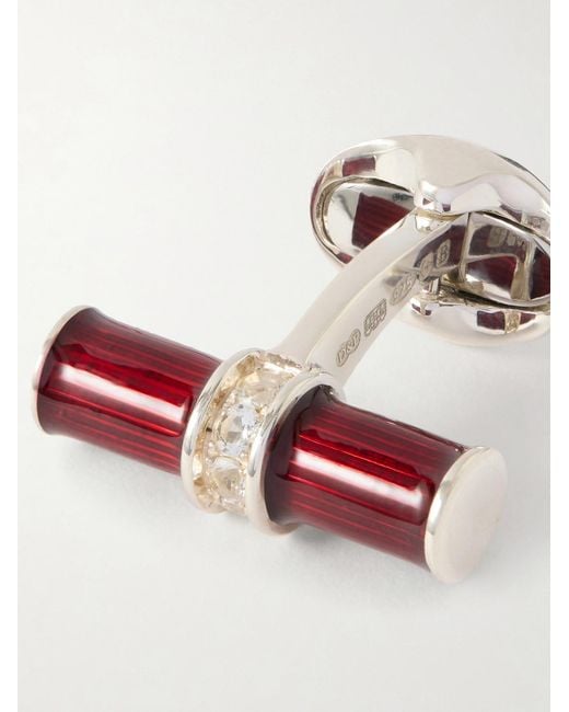 Deakin & Francis Red Enamel And Sterling Cufflinks for men