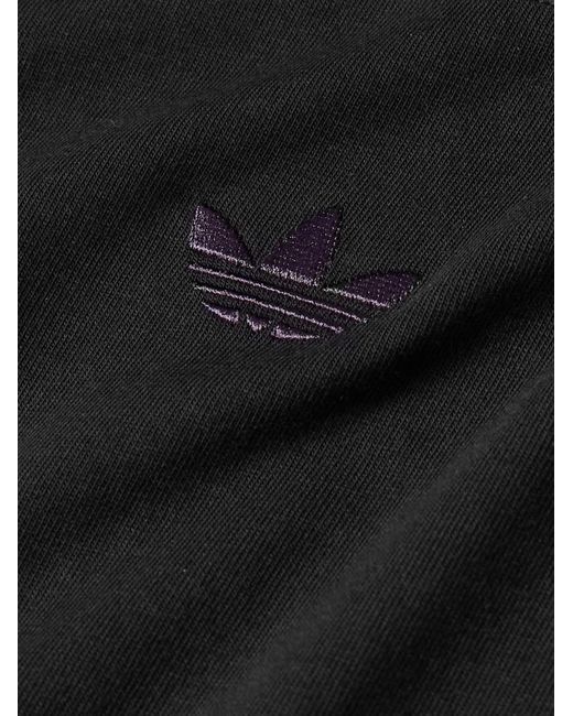 Adidas Originals Black Logo-embroidered Striped Cotton-jersey T-shirt for men